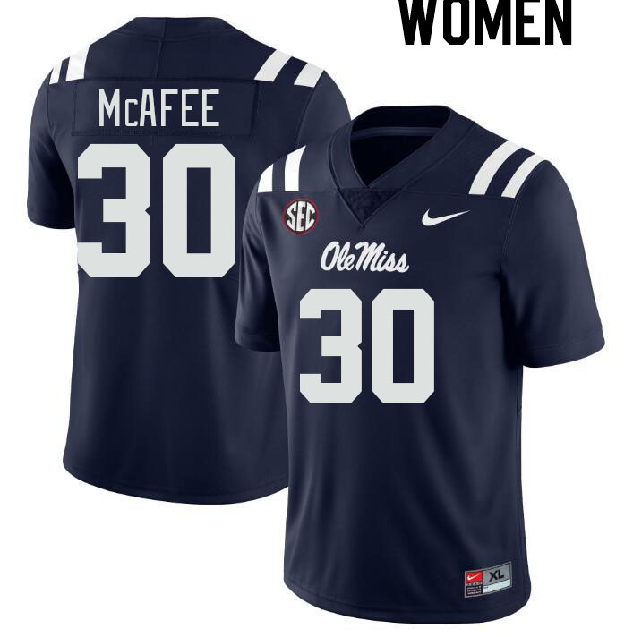 Women #30 Fred McAfee Ole Miss Rebels College Football Jerseyes Stitched Sale-Navy
